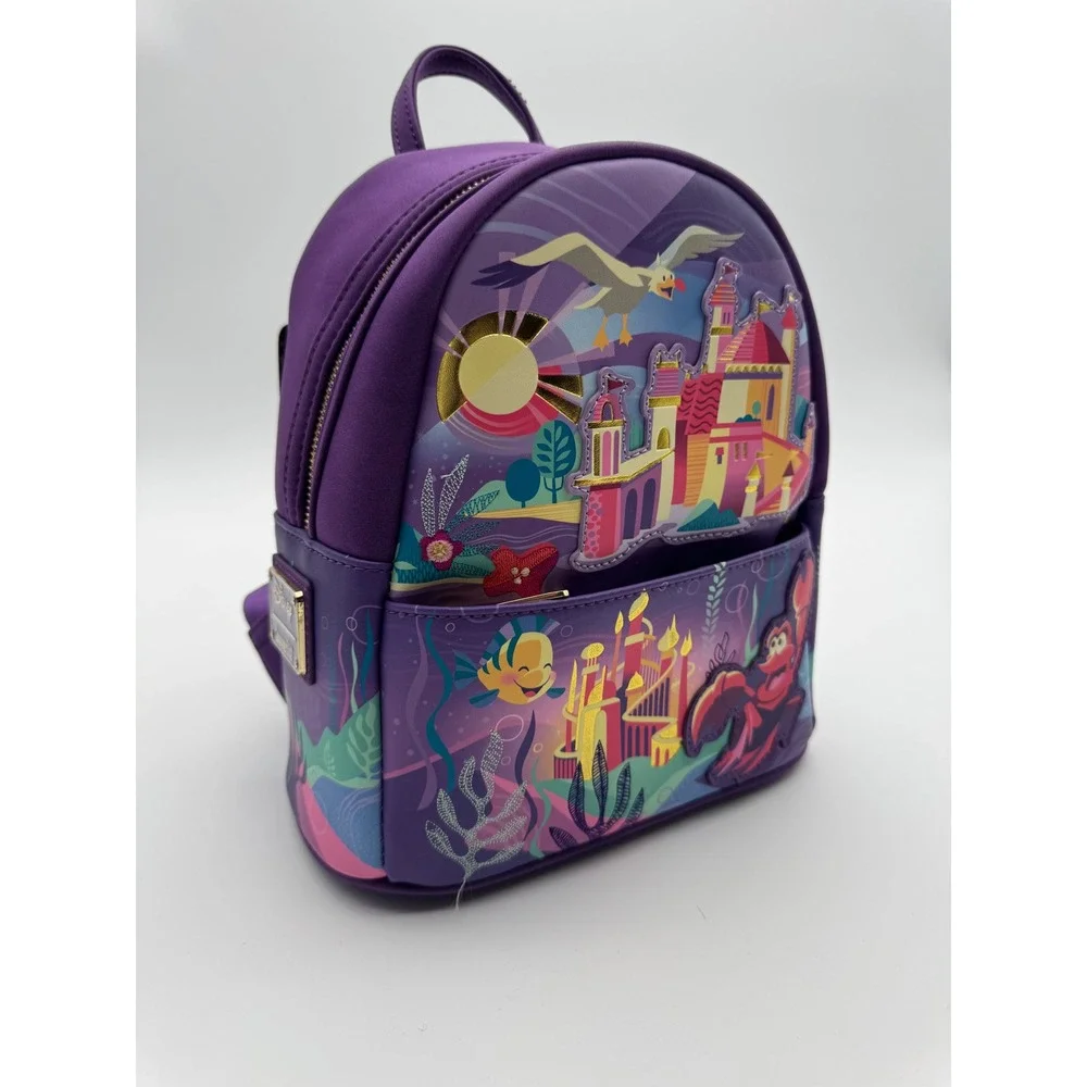 Loungefly Disney Little Mermaid Ariel Castle Mini Backpack Purple NEW